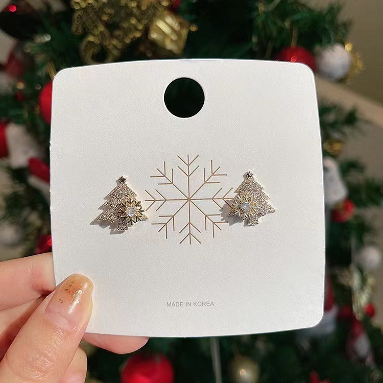Rotatable Christmas Tree Earrings Shiny Rhinestone Snowflake Stud Earring New Year Xmas Festival Ear Jewelry Gifts Autumn And Winter Rotatable Christmas Tree Earrings Shiny Rhinestone Snowflake Stud Earring New Year Xmas Festival Ear Jewelry Gifts Autumn And Winter